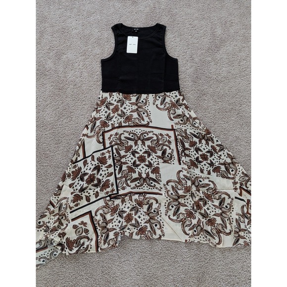 Saint Sophia Dresses & Skirts - Saint Sofia Lila Hanky Hem Dress Cream Paisley Size 10 NWT Boho Asymmetric Midi